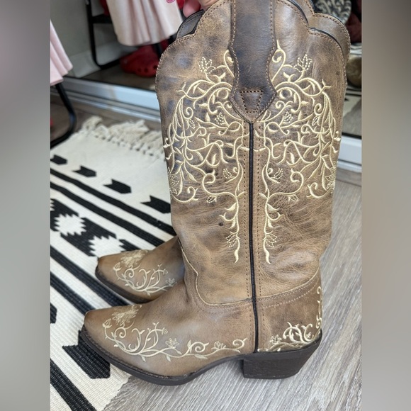 Laredo Women’s Jasmine Cowboy Boots Leather Taupe Size 6 - Picture 3 of 11